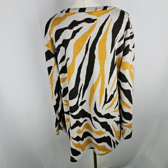 BAR By Melis Kozan XL Tiger Stripe Lightweight Sweater Yellow Black Comfy - Picture 5 of 11